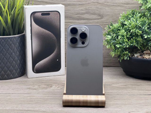 Hibátlan iPhone 15 Pro Natural Titanium 128GB 2 ÉV Garanciával 91%
