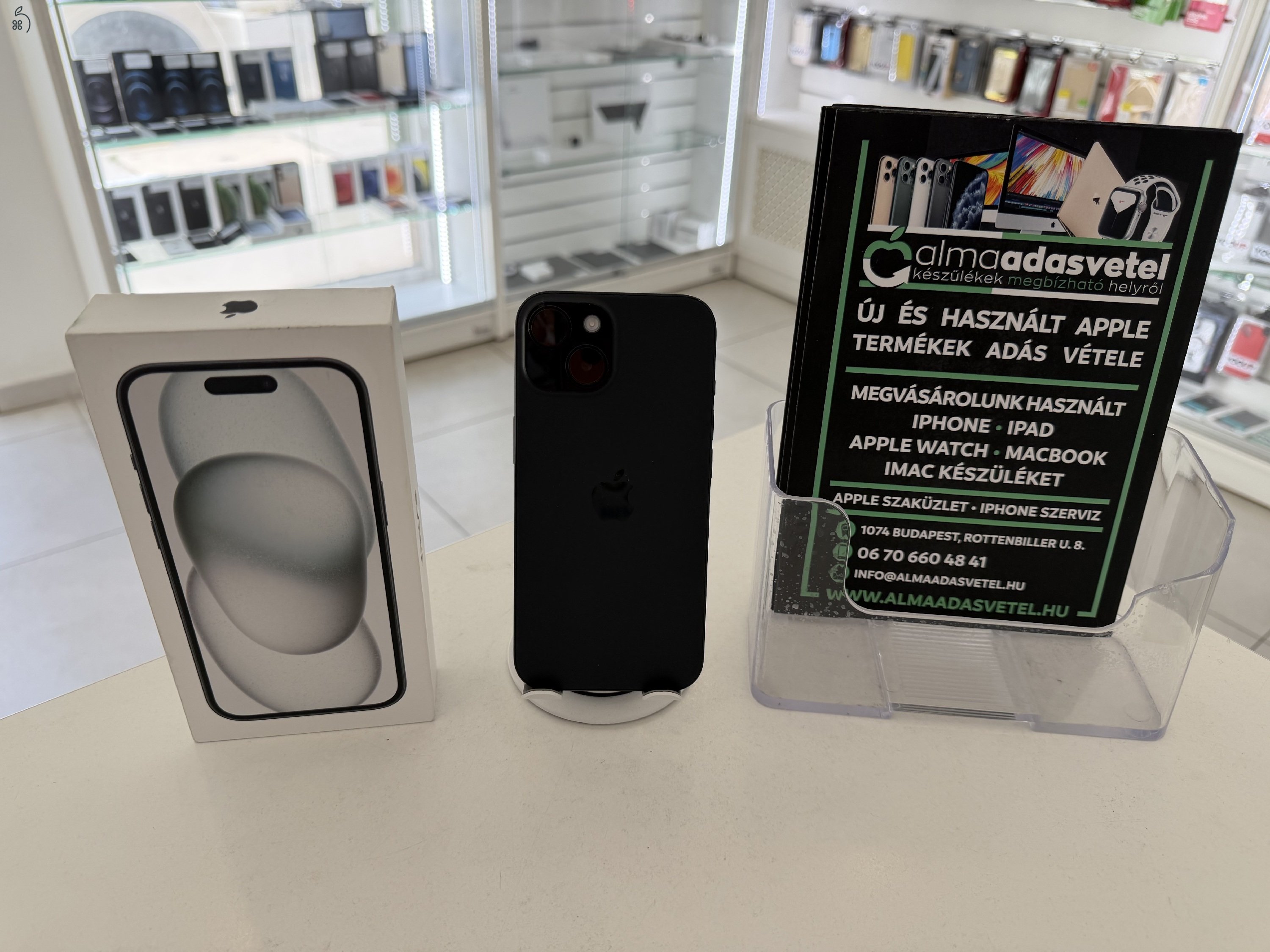 iPhone 15 128GB Használt Független/2029.03.16.Gar./Akku 100%/p4903