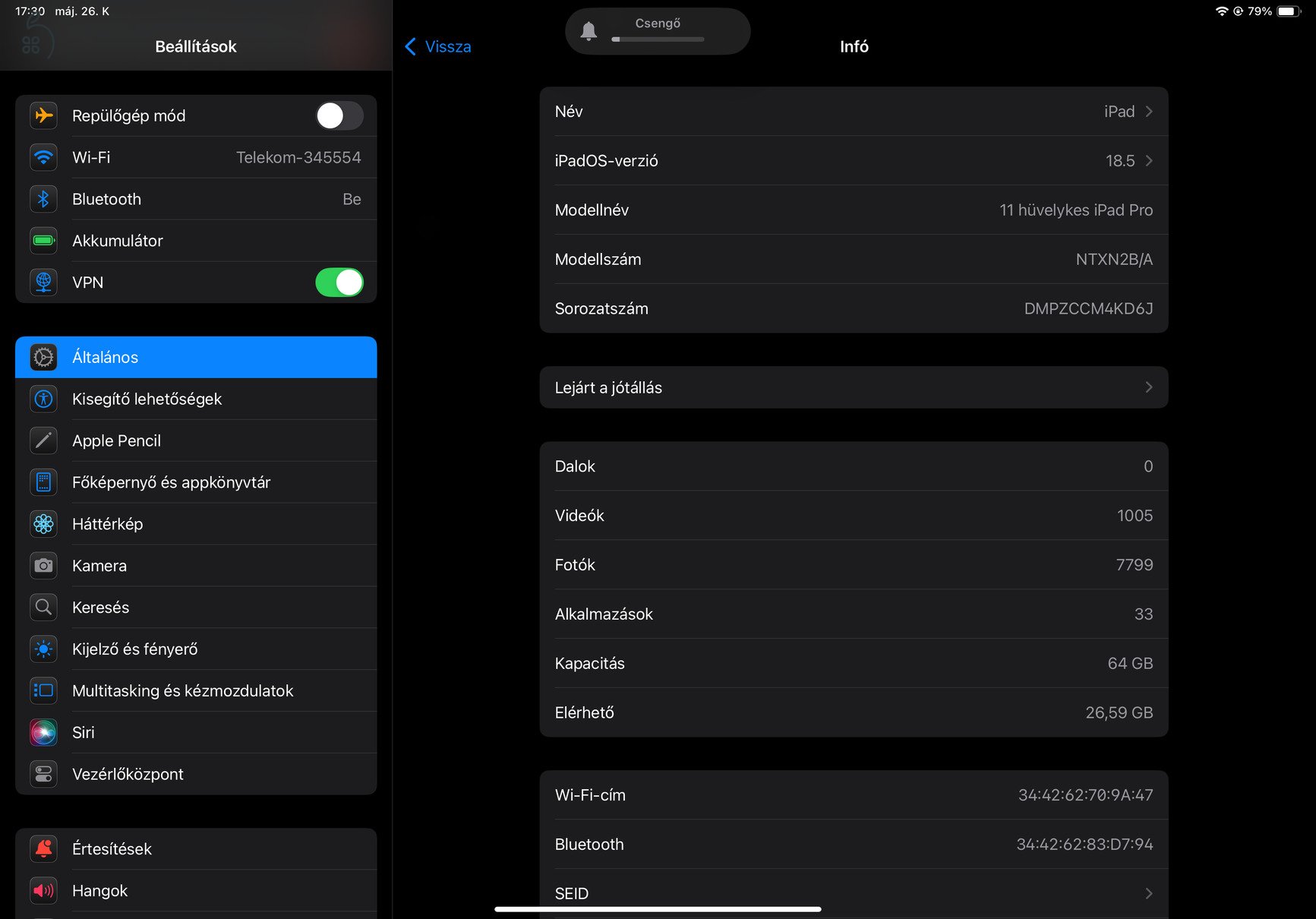 iPad Pro 11 hüvelykes WIFI (2018) 64 GB + Logitech Combo Touch + Apple Pencil