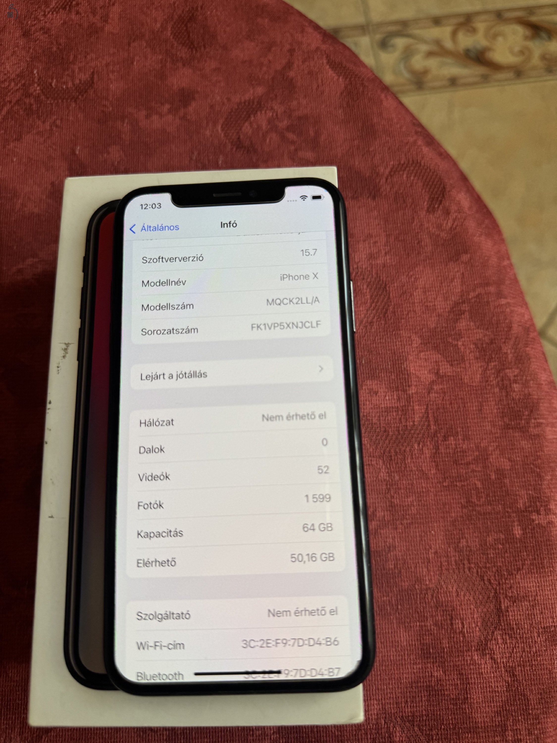 Iphone X 64GB Black Független, Szép állapot