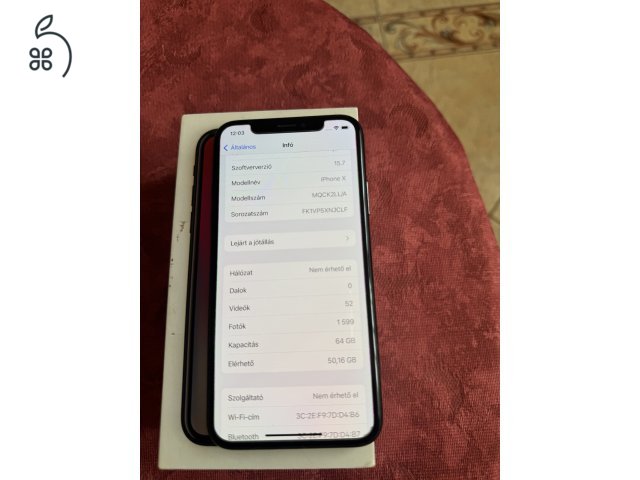 Iphone X 64GB Black Független, Szép állapot