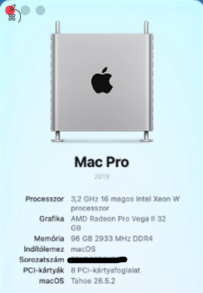 Eladó 2019-es Mac pro 3,2 Ghz 16 magos Intel Xeon AMD Radeon PRO Vega II 32 GB