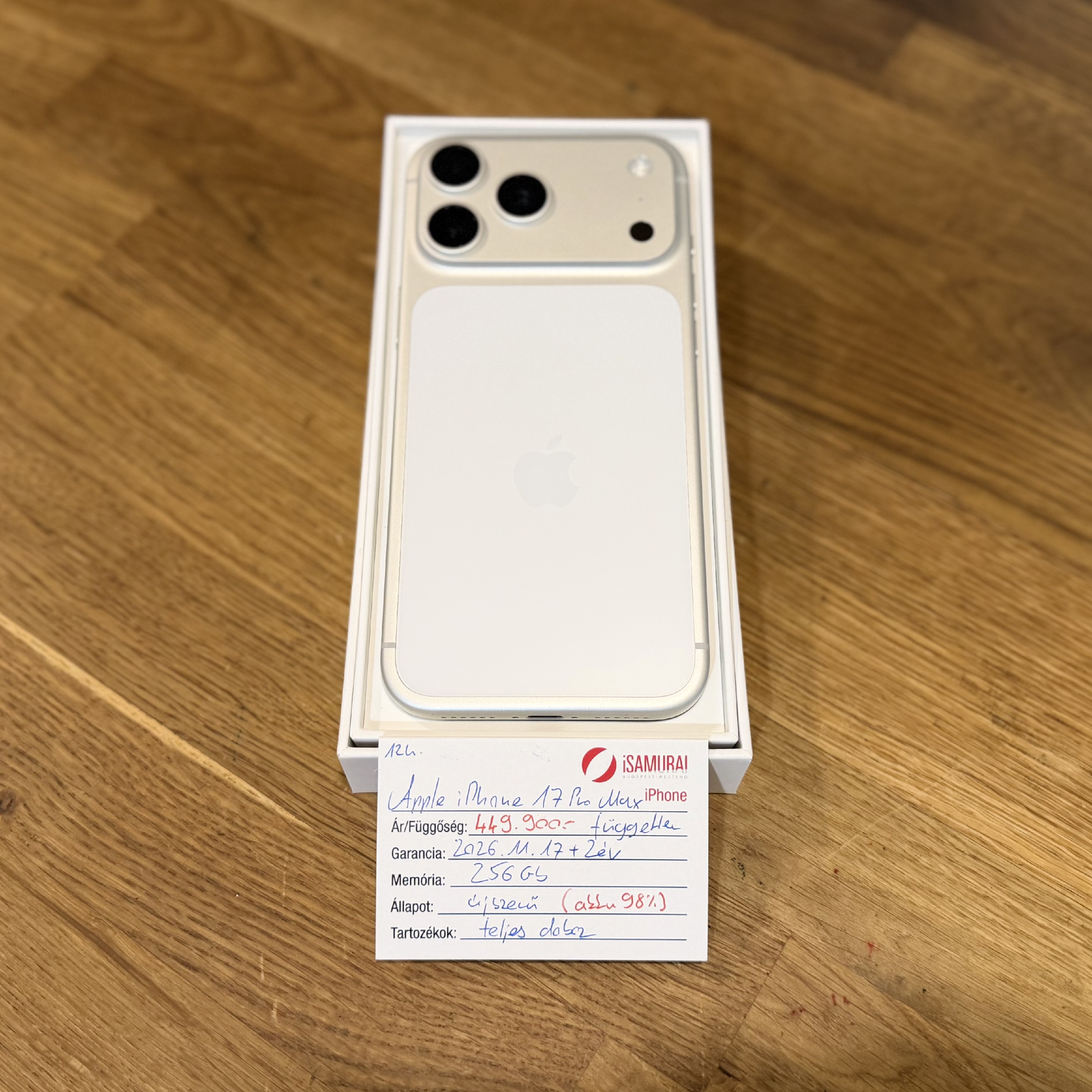 Apple iPhone 17 Pro Max - 256GB - Silver - Újszerű - 2028.11.17. Apple (162.)