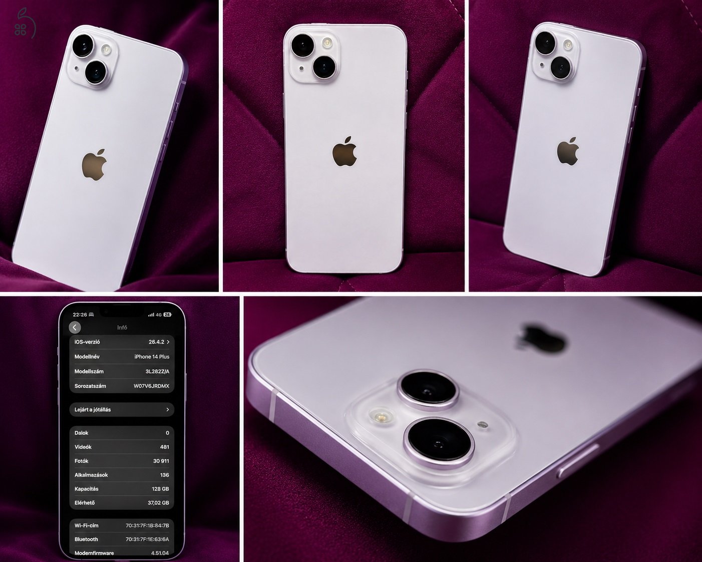  Eladó Makulátlan, iPhone 14 Plus – Lila