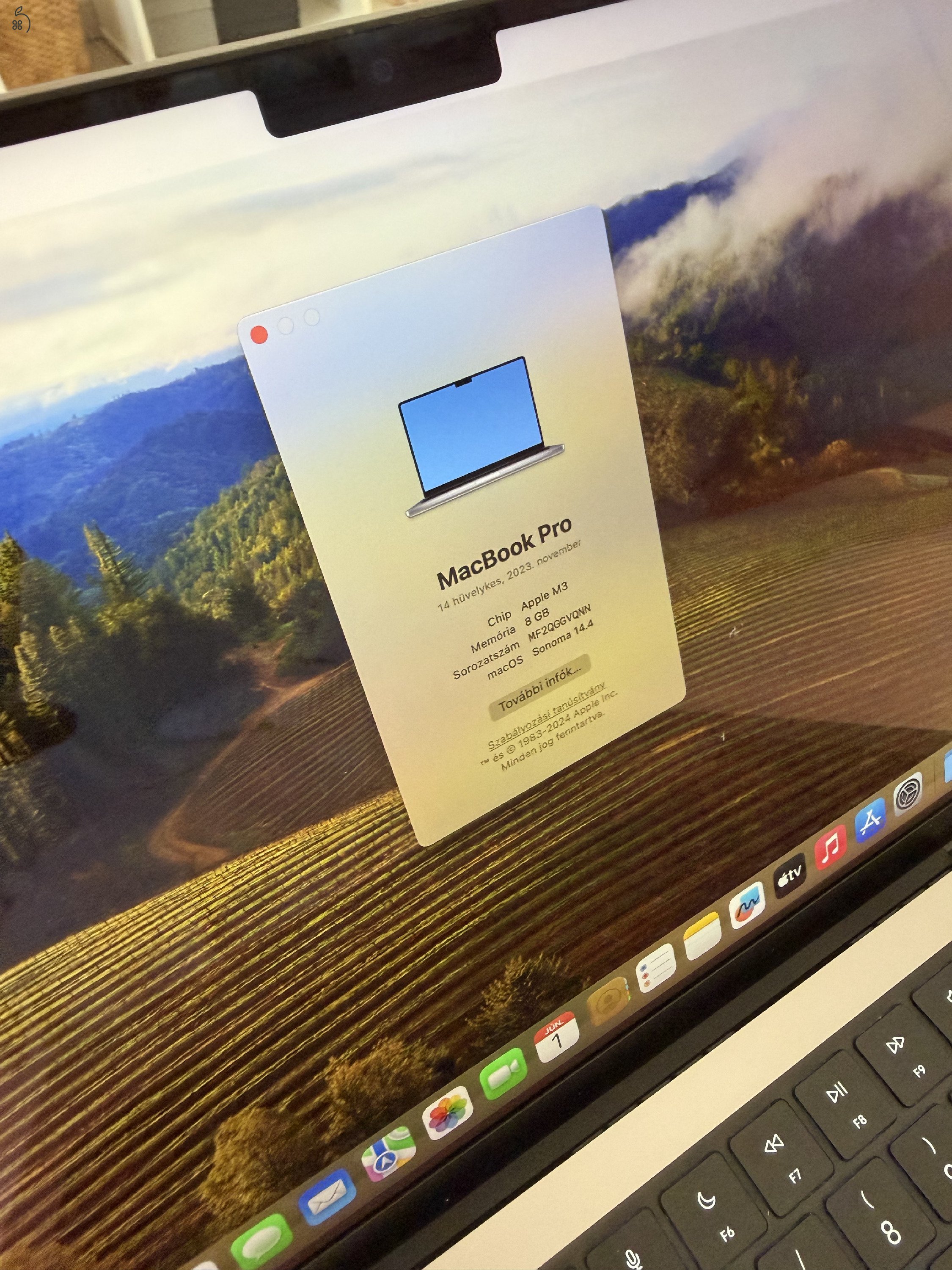 Apple MacBook Pro 14 M3 Space Gray Újszerű állapot Spanyol számlával. 2024.03.22 vásárlás