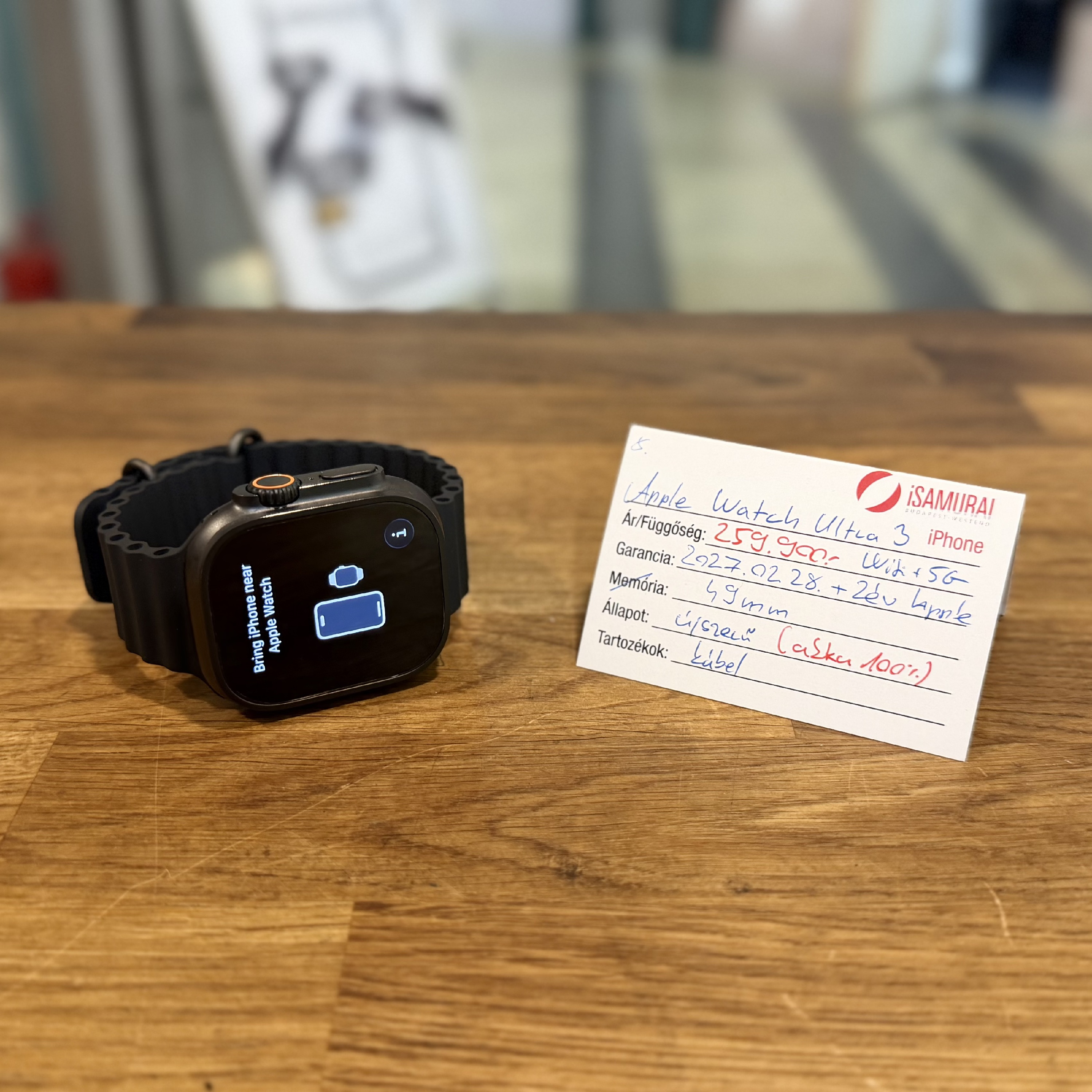 Apple Watch Ultra 3 - 49 mm - GPS+LTE - Black Titan - 2029.02.28. - Akku 100% (5.)