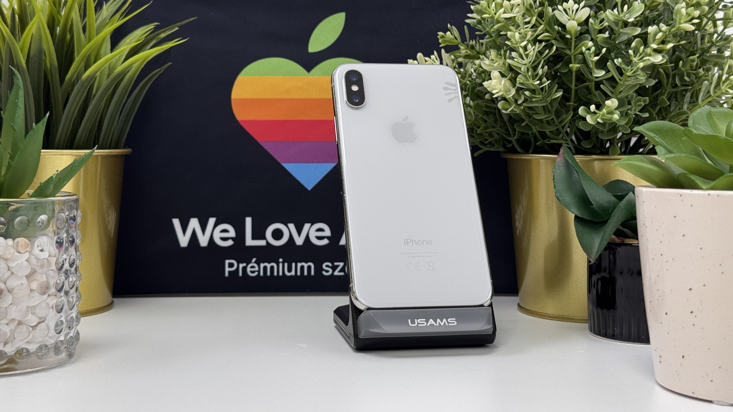 iPhone X 64GB, Fehér, Független, Számla, 1 Év Garancia, 98%