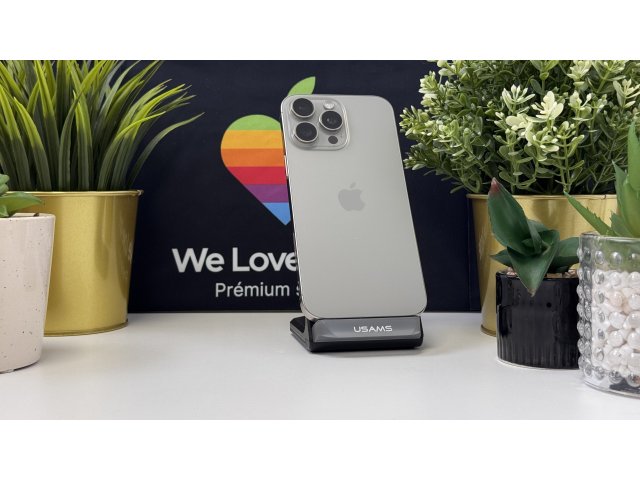 iPhone 16 Pro Max 256GB, Natúr Titán, Független, Számla, 1 Év Garancia, 91%
