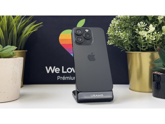iPhone 15 Pro 128GB, Fekete Titán, Független, Számla, 1 Év Garancia, 86%