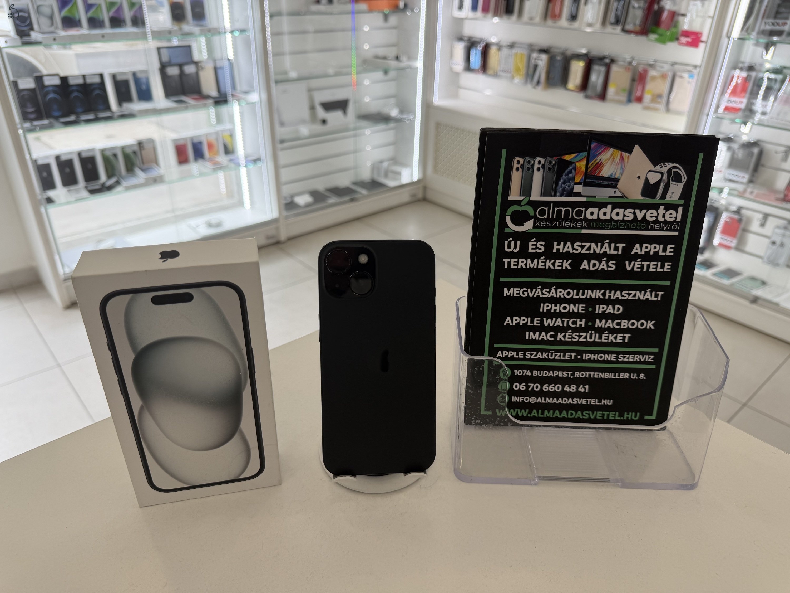 iPhone 15 128GB Független Használt/1 hónap gar./Akku 86%/p4911