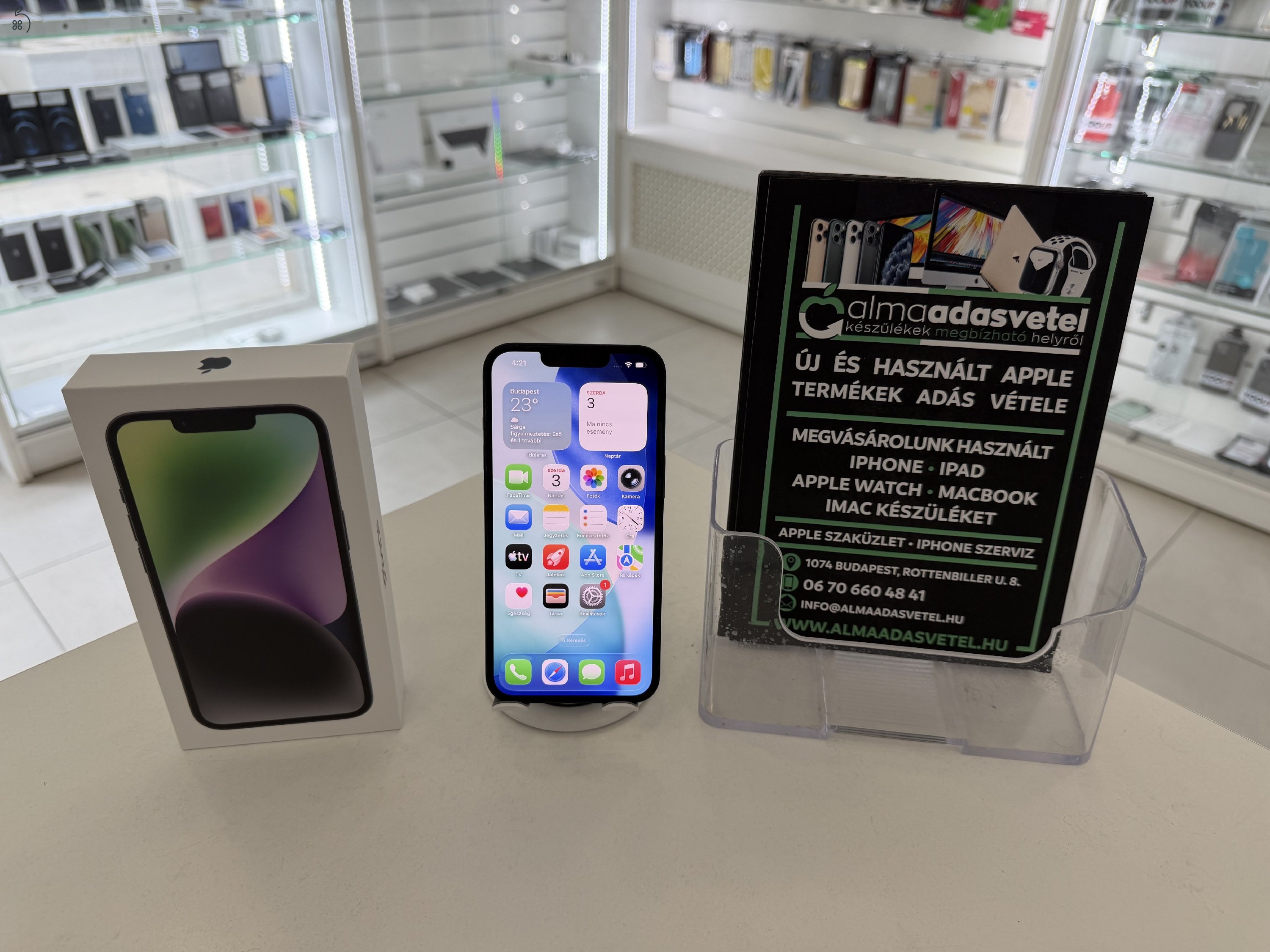 iPhone 14 128GB Független Nagyon Szép/1 hónap gar./Akku 87%/p4913