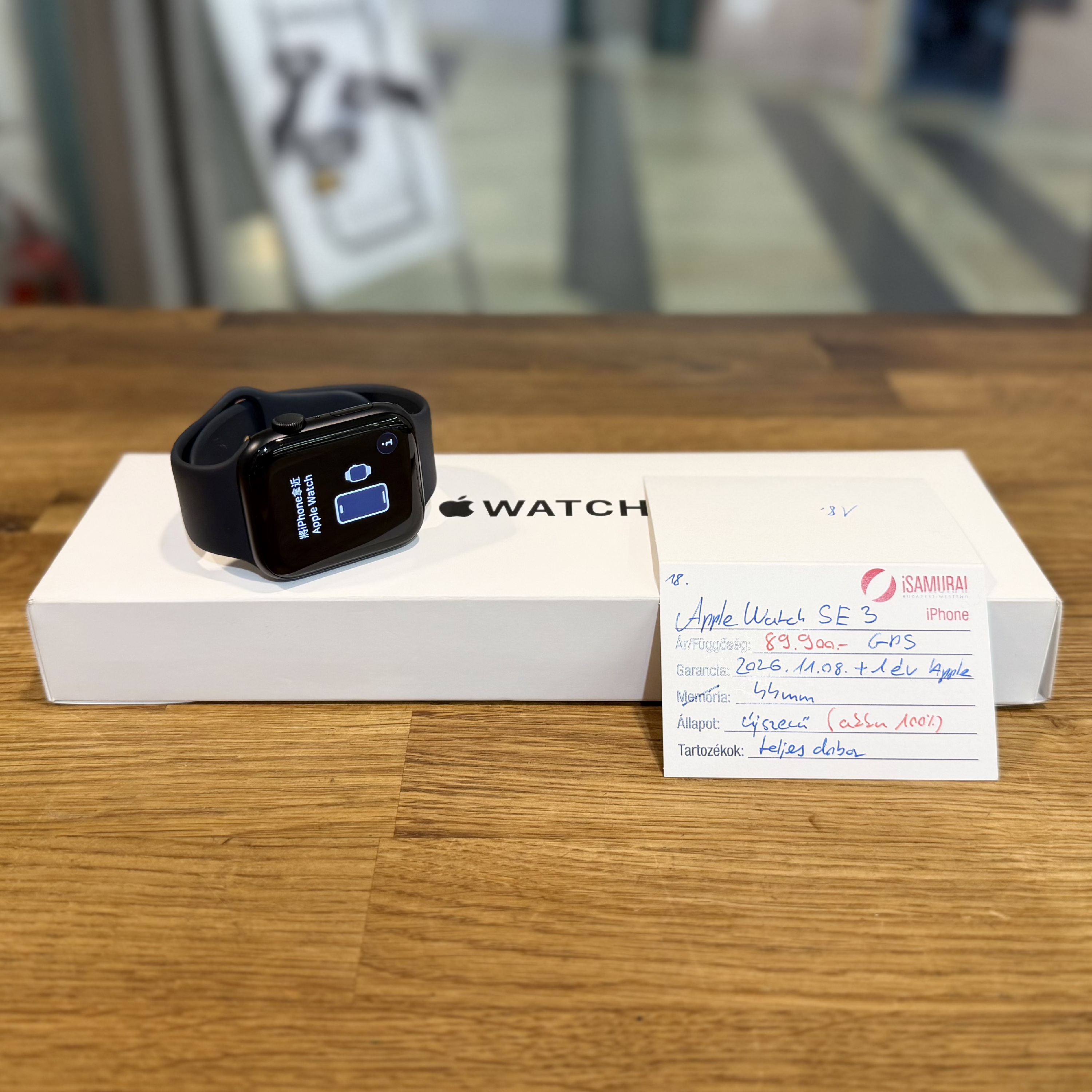 Apple Watch SE 3. gen - 44 mm - Fekete - GPS - 100% akku - 2027.11.08. Apple (18.)