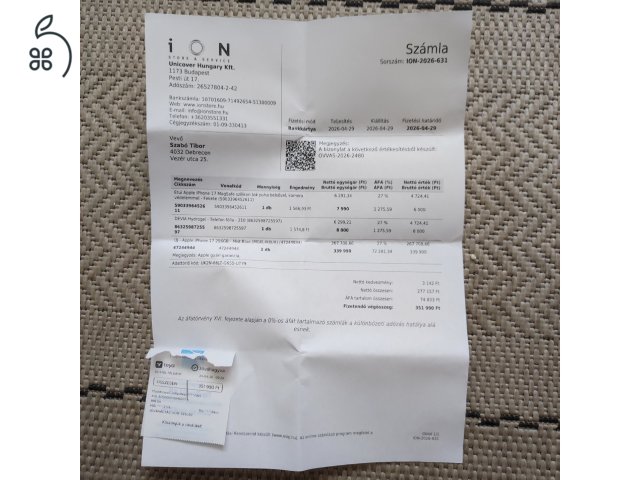Iphone 17 256gb 100%akku,garanciás,hibátlan kp-s vásárlás.Valamint AirPods 4 aktív zajszűrős füles.