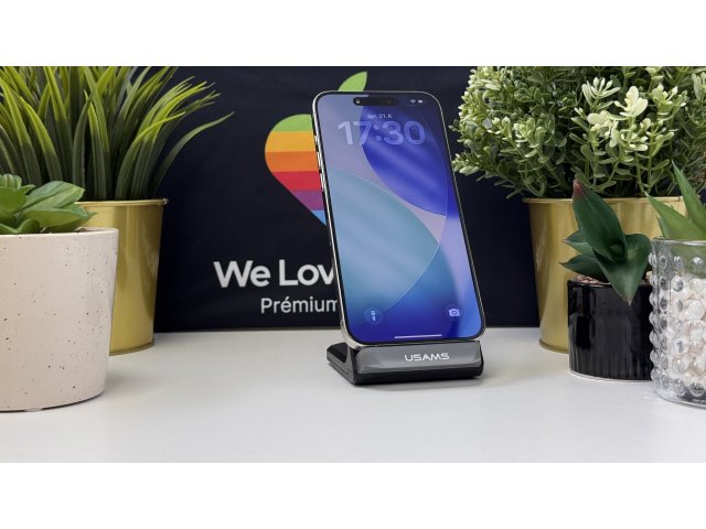 iPhone 15 Pro Max 256GB, Fehér Titán, Független, Számla, 1 Év Garancia, 88%