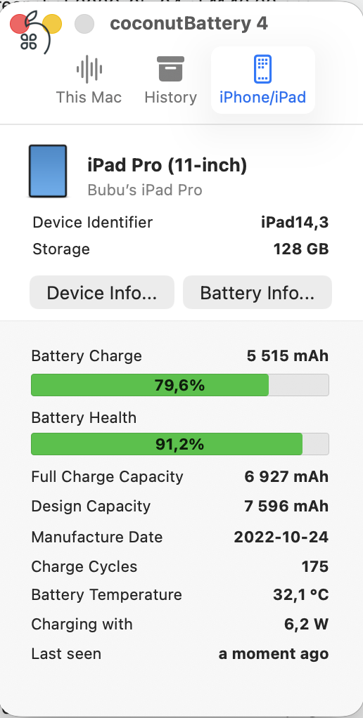 iPad Pro 11” (4. generáció, M2) 128 GB WiFi – Újszerű állapot, 91% akkumulátor + tok