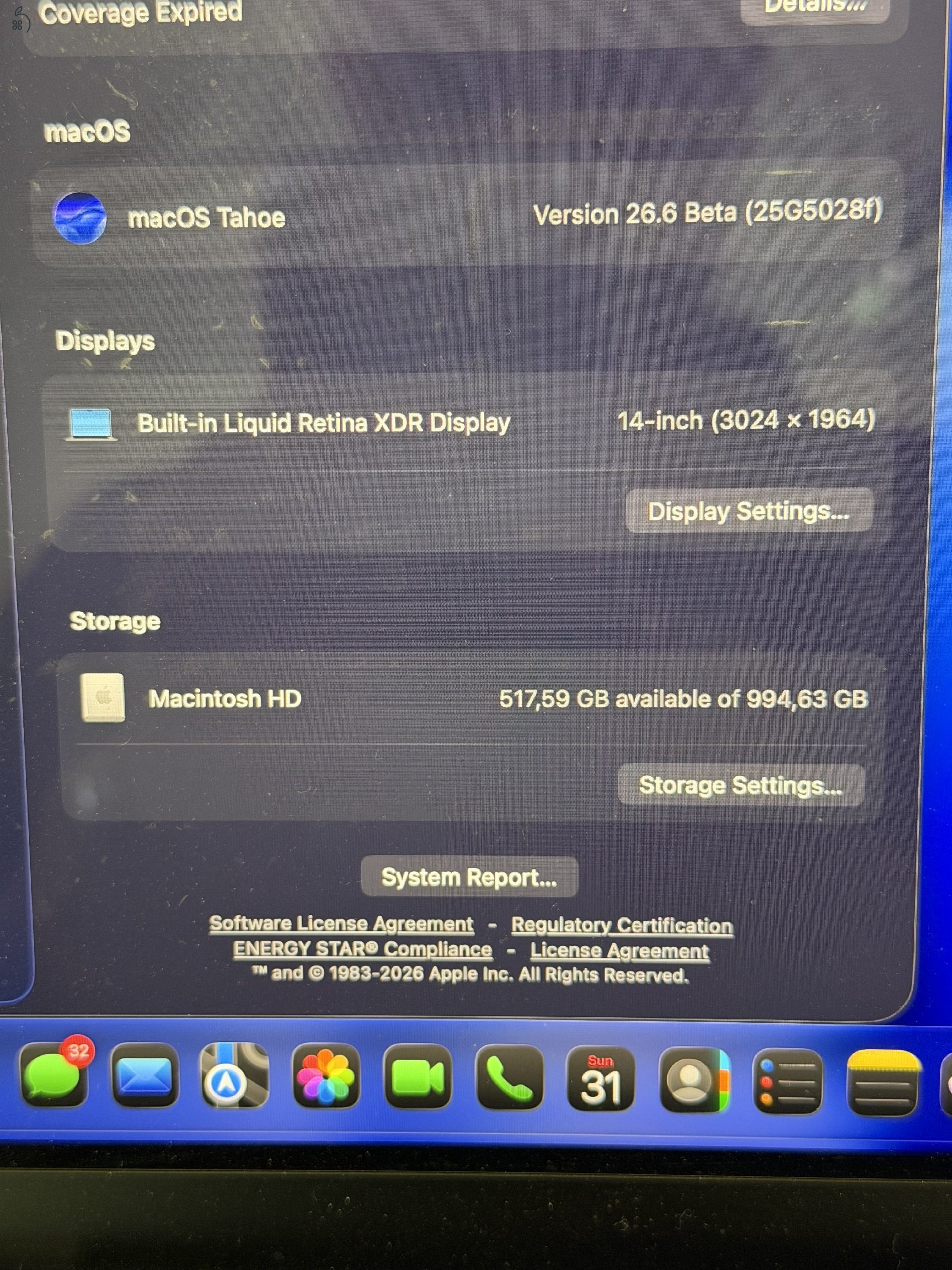 Apple MacBook Pro 14” (2021) – M1 Pro / 16GB RAM / 1TB SSD – teljes gyári csomaggal