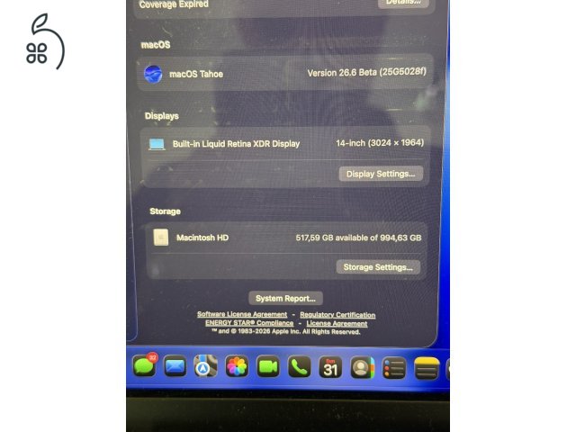 Apple MacBook Pro 14” (2021) – M1 Pro / 16GB RAM / 1TB SSD – teljes gyári csomaggal