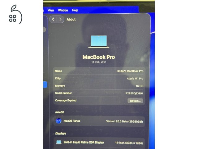 Apple MacBook Pro 14” (2021) – M1 Pro / 16GB RAM / 1TB SSD – teljes gyári csomaggal