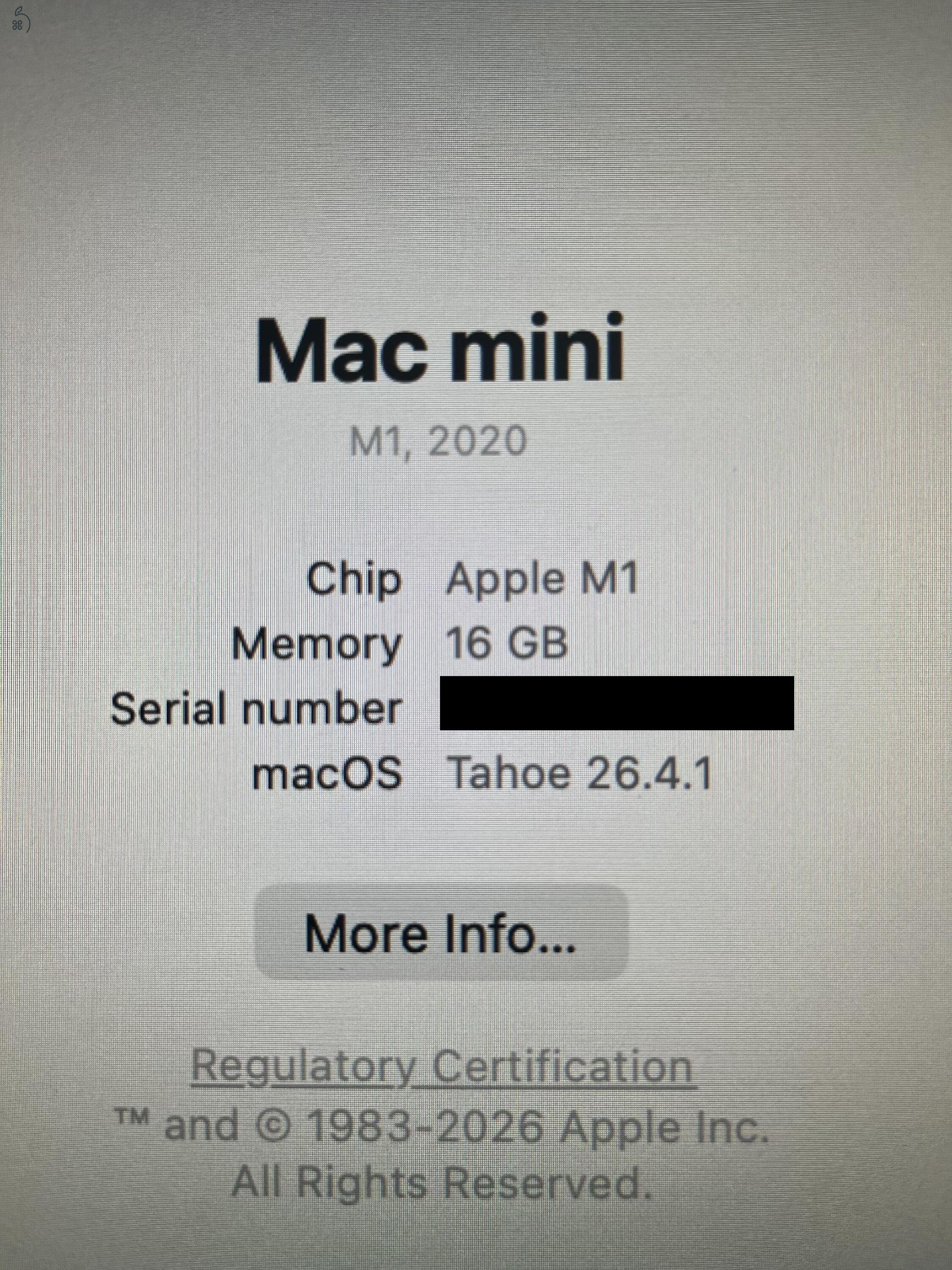 Apple Mac Mini M1 16GB RAM / 256GB SSD – Dobozos, kiváló állapot