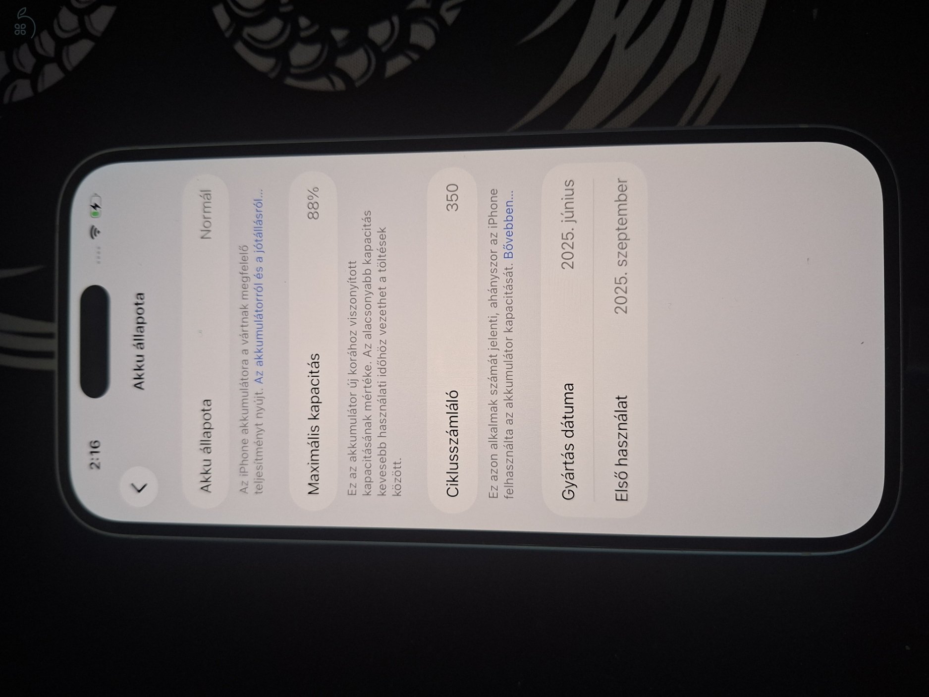 iPhone 15 256GB Kék (Karcmentes, újszerű állapot, 88% akku)
