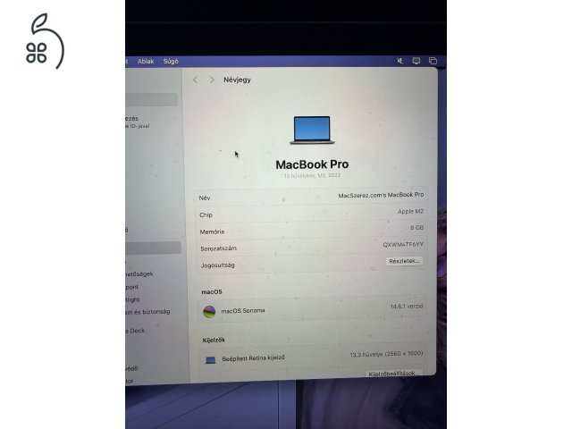 Apple MacBook Pro 13 M2 (2022) | 8GB RAM | 256GB SSD | Magyar | Szép állapot