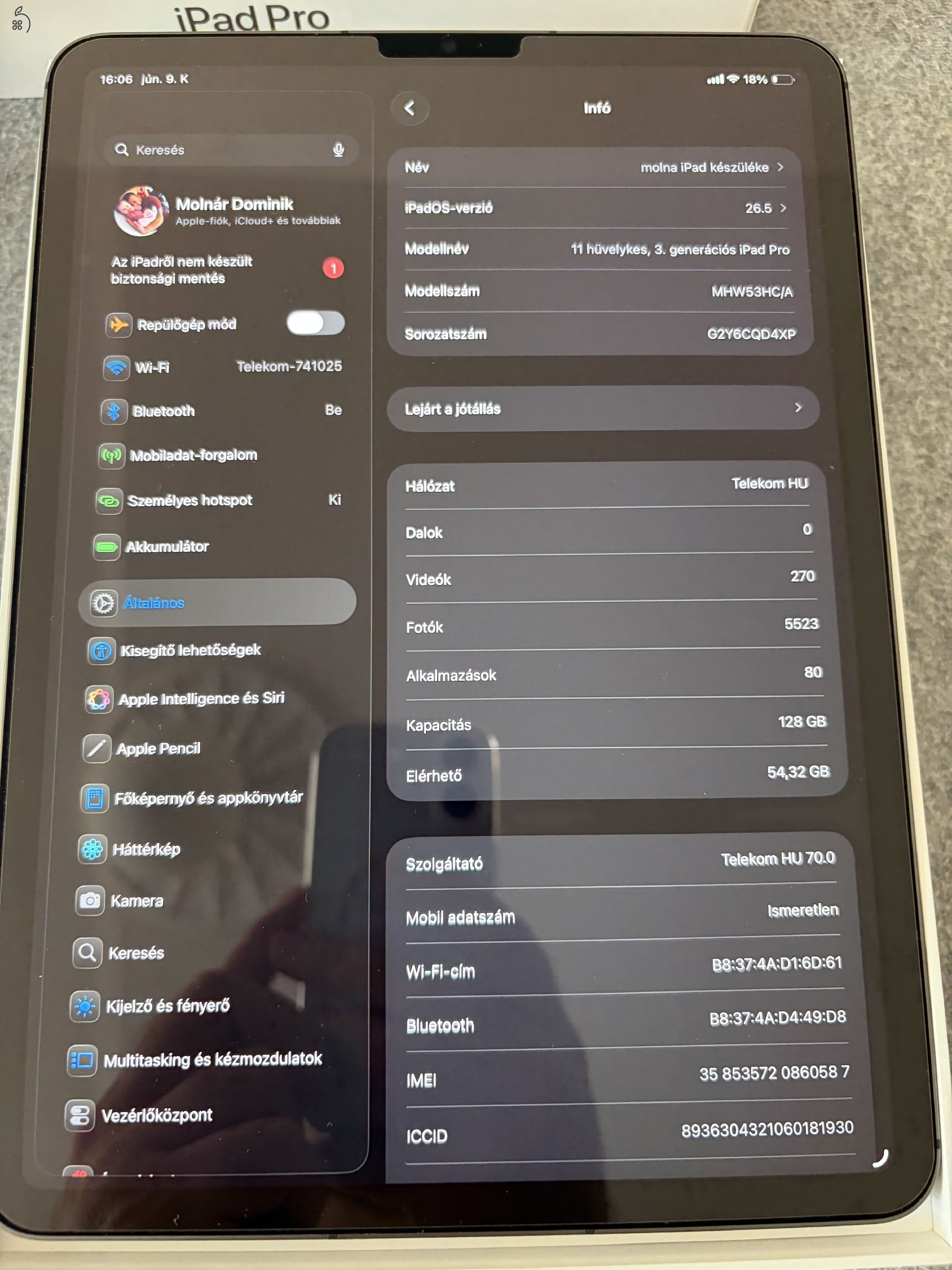 Ipad pro M1 Wifi + Cellular ( 11’ 3rd )