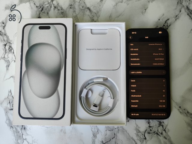 Apple iPhone 15 plus fekete, 128GB