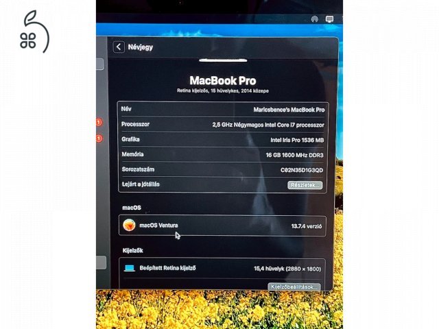 (Új akkumulátor!) MacBook Pro Retina 2014 i7 / 16GB RAM / 500GB SSD