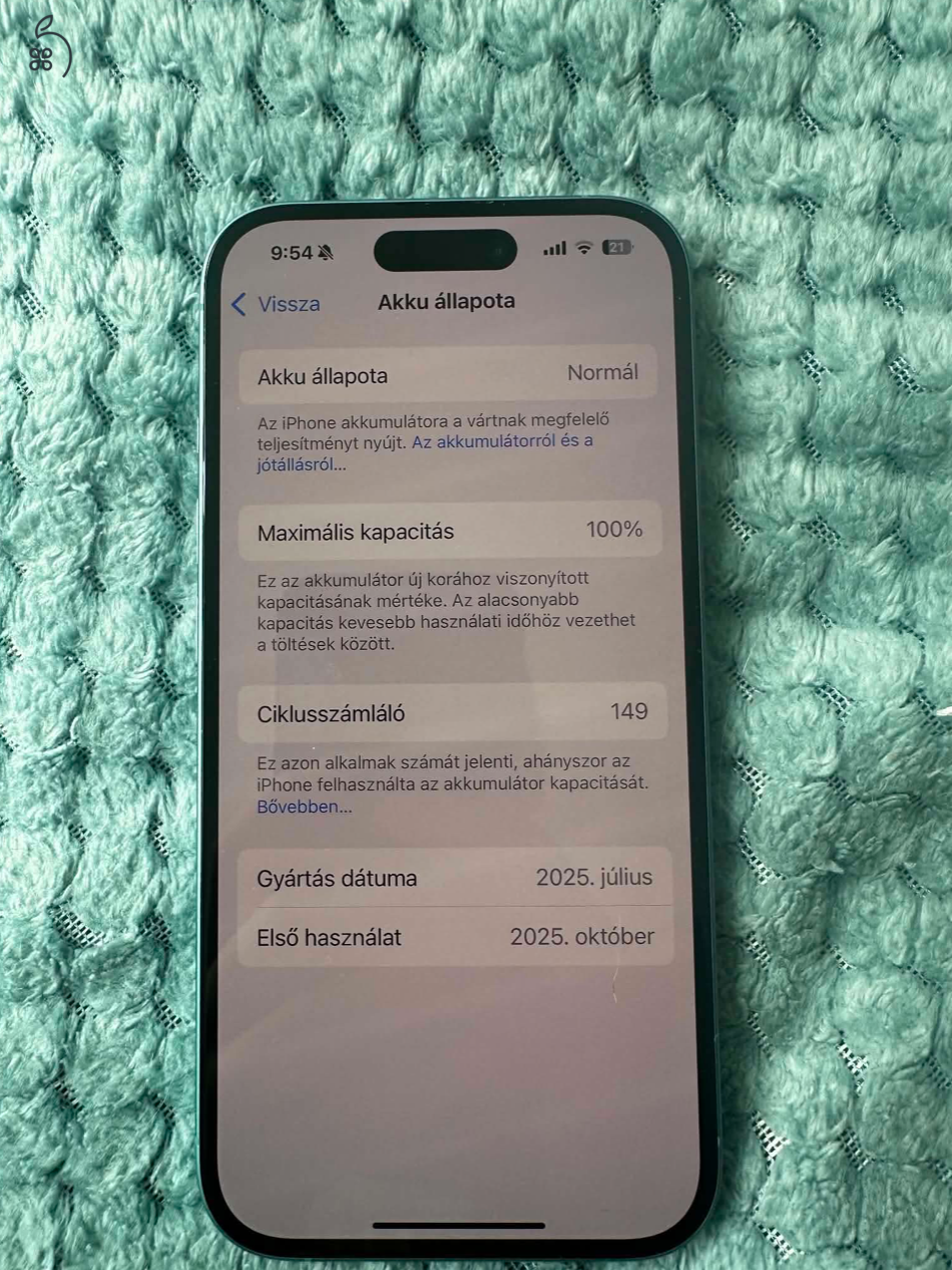 iPhone 16 – 128 GB – Récezöld (Teal) – Hibátlan állapotban eladó!