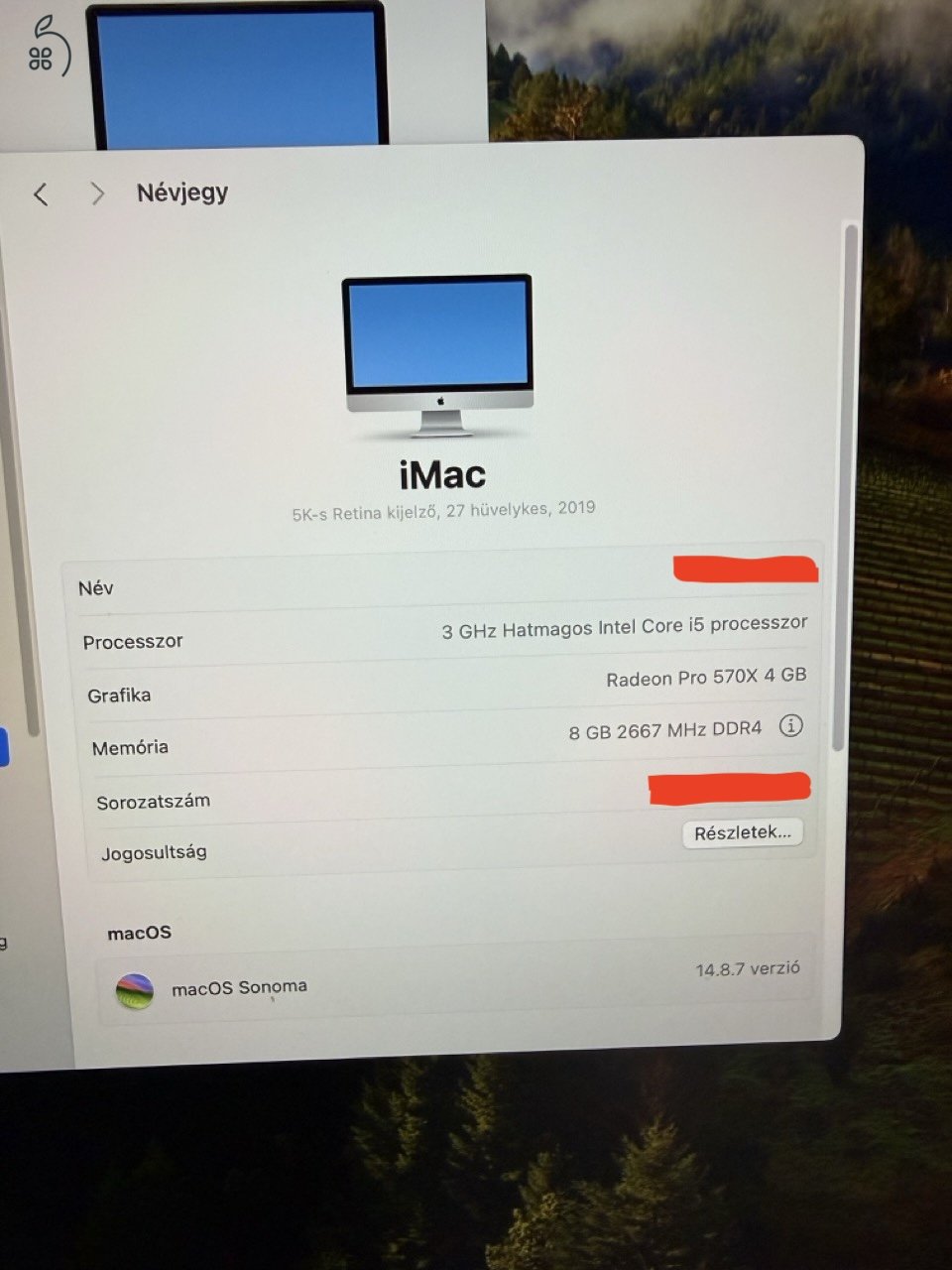 Apple iMac 27” Retina 5K 2019 – i5 / 8GB RAM / 1TB SSD / Radeon Pro 570X – hibátlan, újszerű állapot