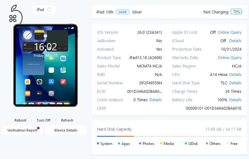 Ipad 10 - Új állapotú - Silver - 64 GB - karcmentes - AKKU 100% 