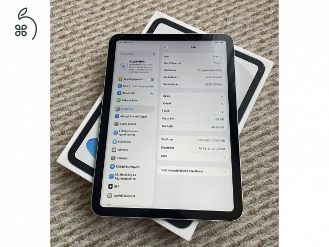 Ipad 10 - Új állapotú - Silver - 64 GB - karcmentes - AKKU 100% 