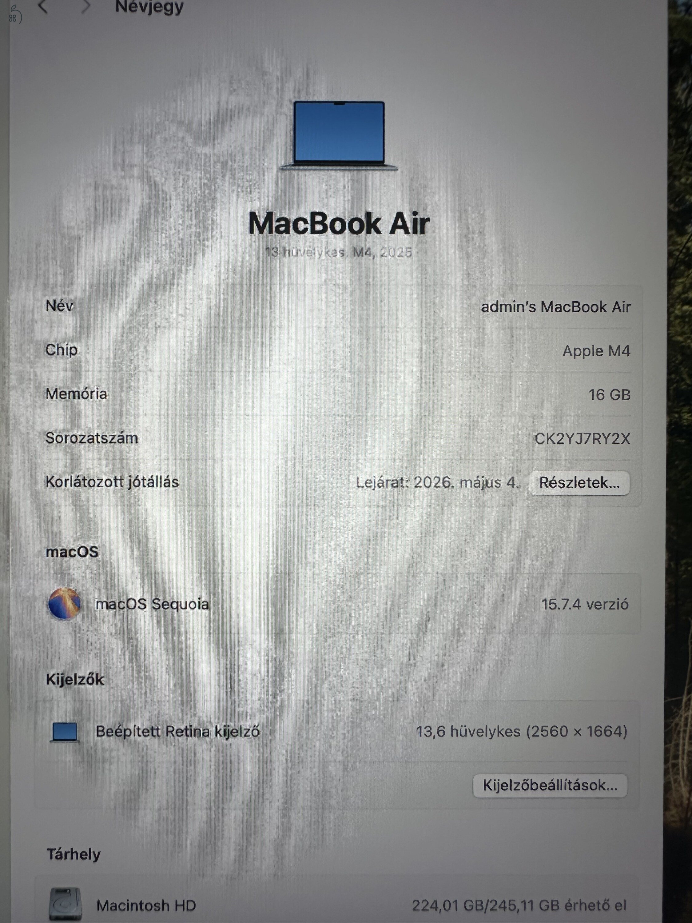 MacBook Air (13 hüvelykes, M4, 2025)
