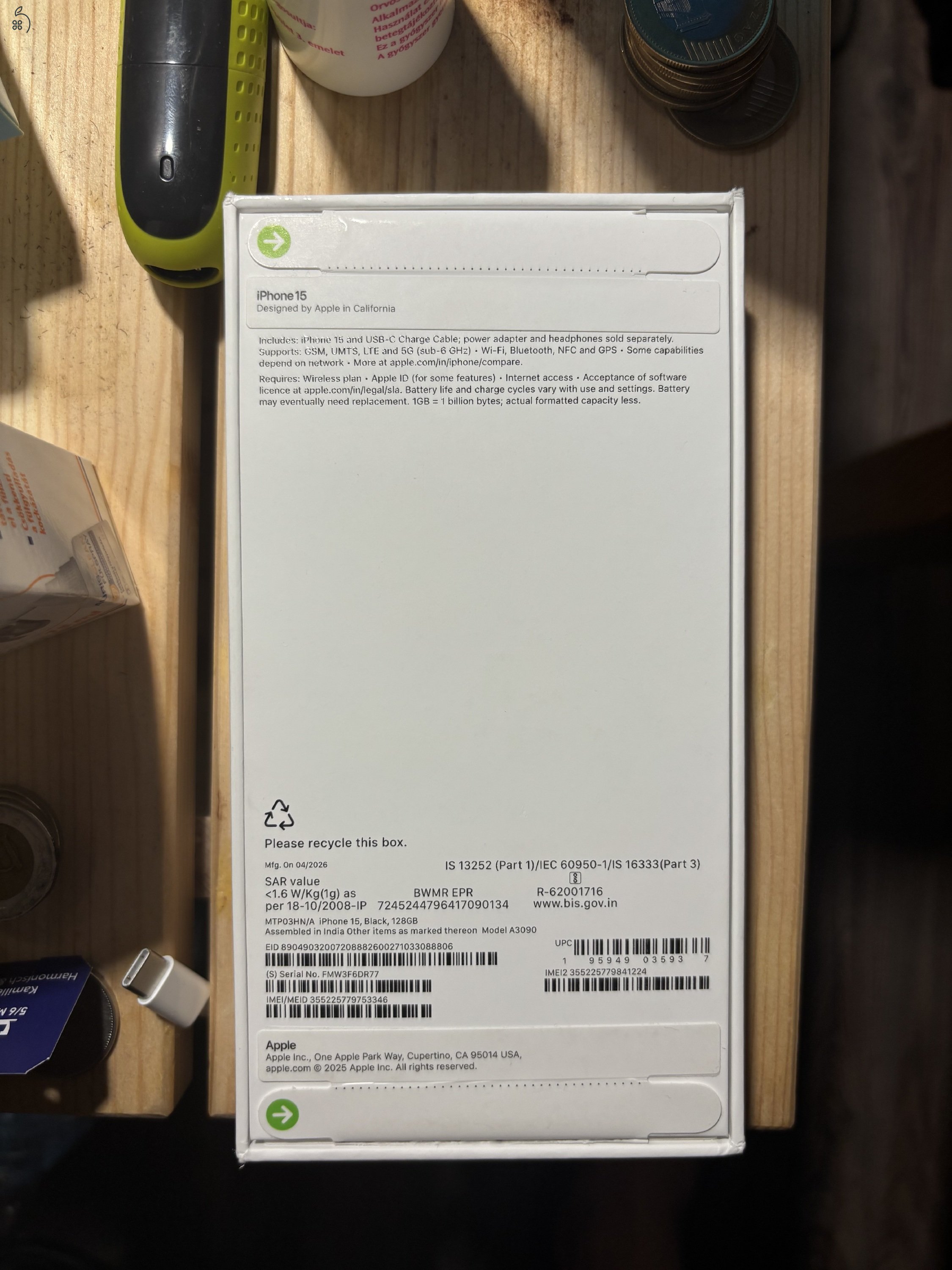 Eladó Apple iPhone 15 128GB Fekete – Bontatlan, Gyári Csomagolású