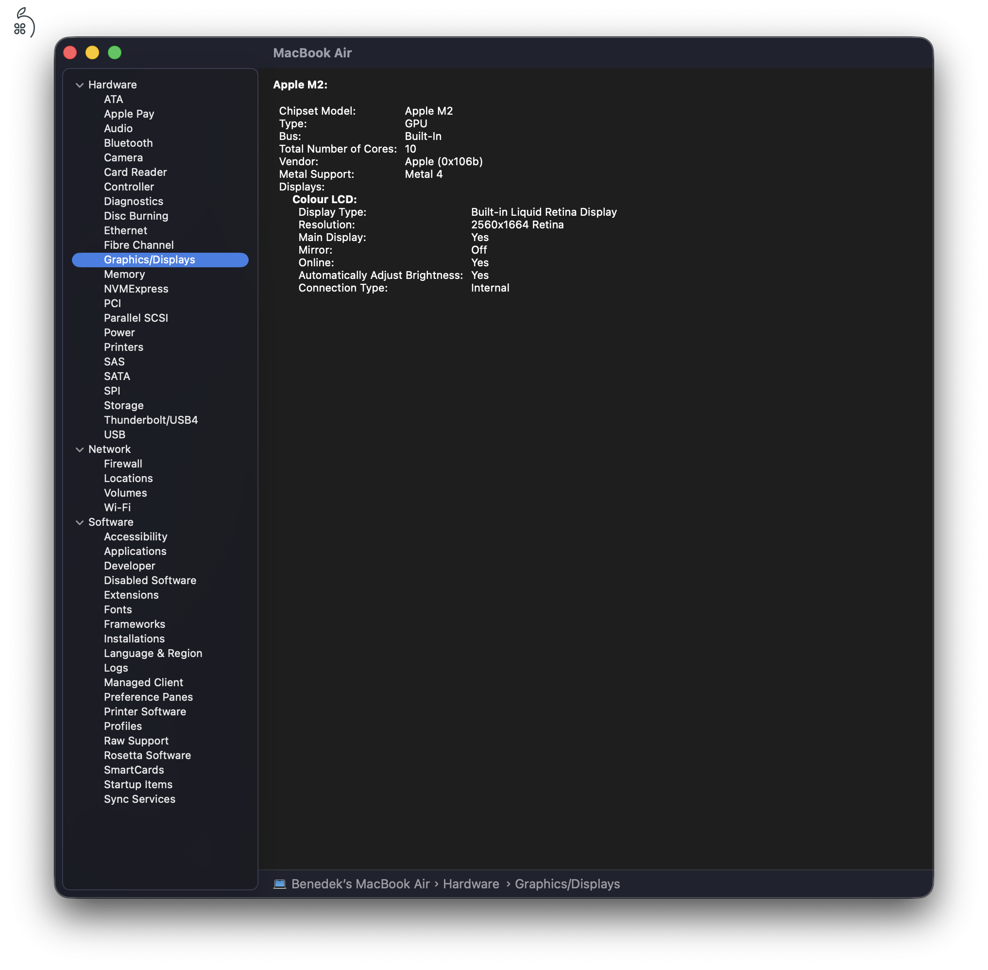 MacBook Air M2(10 magos GPU 16GB RAM, 512GB SSD)
