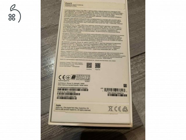 Iphone13,128Gb,független,karcmentes,éjfekete,100%akksi,dobozával,töltővel