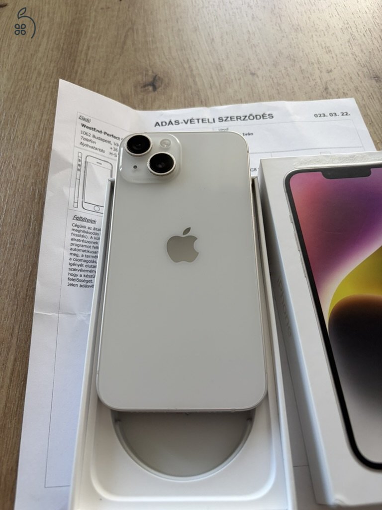 Iphone 14 kártyafüggetlen 128 gb fehér hibátlan