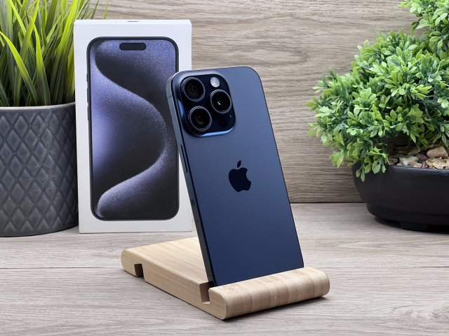 Hibátlan iPhone 15 Pro Blue Titanium E-SIM 256GB 2 ÉV Garanciával 94%