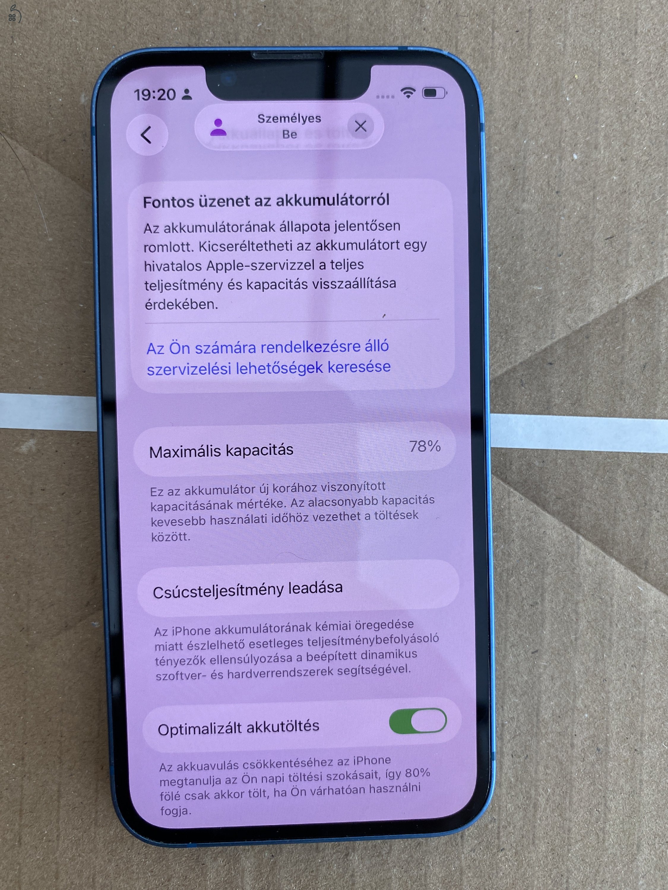 iPhone 13 mini  128 gb kék .
