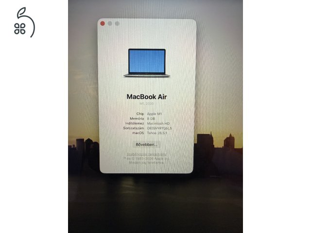 MACBOOK AIR  M1 / 8GB 512GB SSD/ MAGYAR  / HASZNÁLT JÓ ÁLLAPOTÚ 