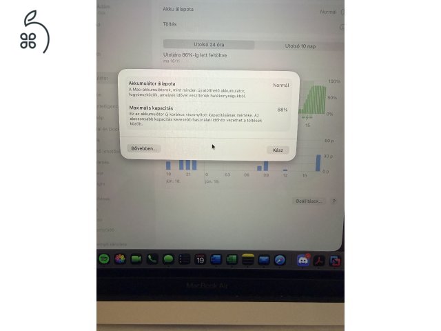 MACBOOK AIR  M1 / 8GB 512GB SSD/ MAGYAR  / HASZNÁLT JÓ ÁLLAPOTÚ 