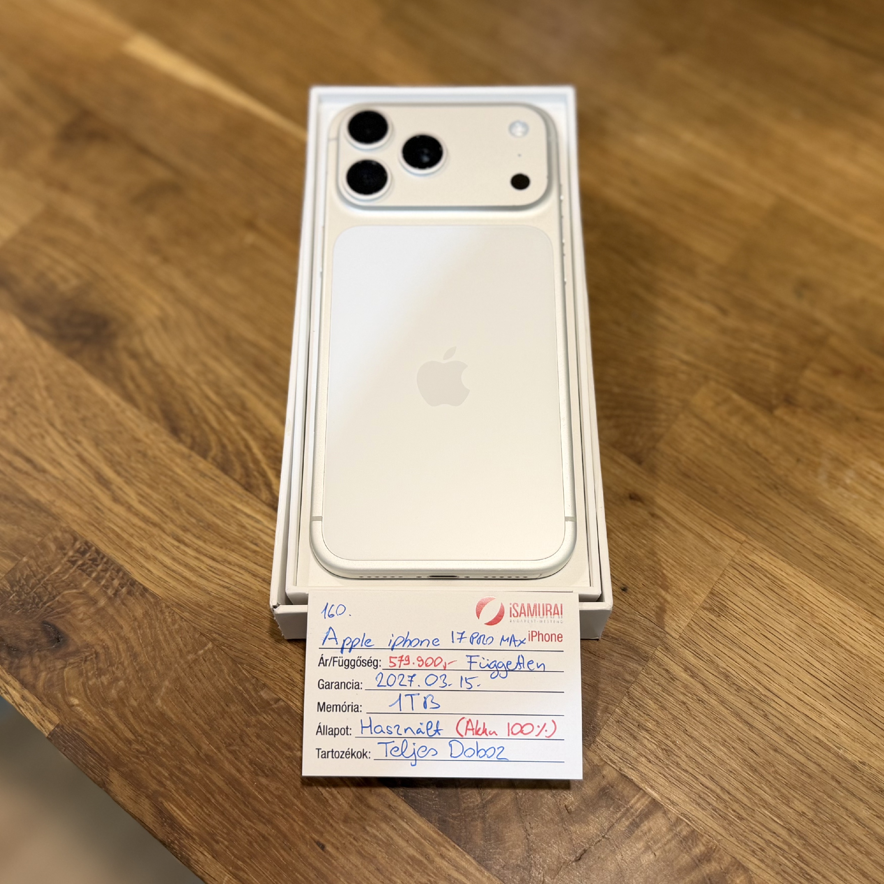Apple iPhone 17 Pro Max - 1TB - Silver - Akku 100% - 2027.03.15. Apple (155.)