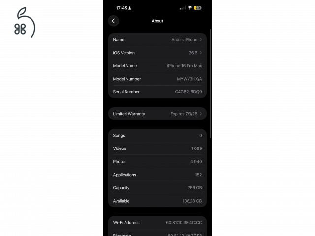 iPhone 16 Pro Max 256GB - One fuggo - garancialis