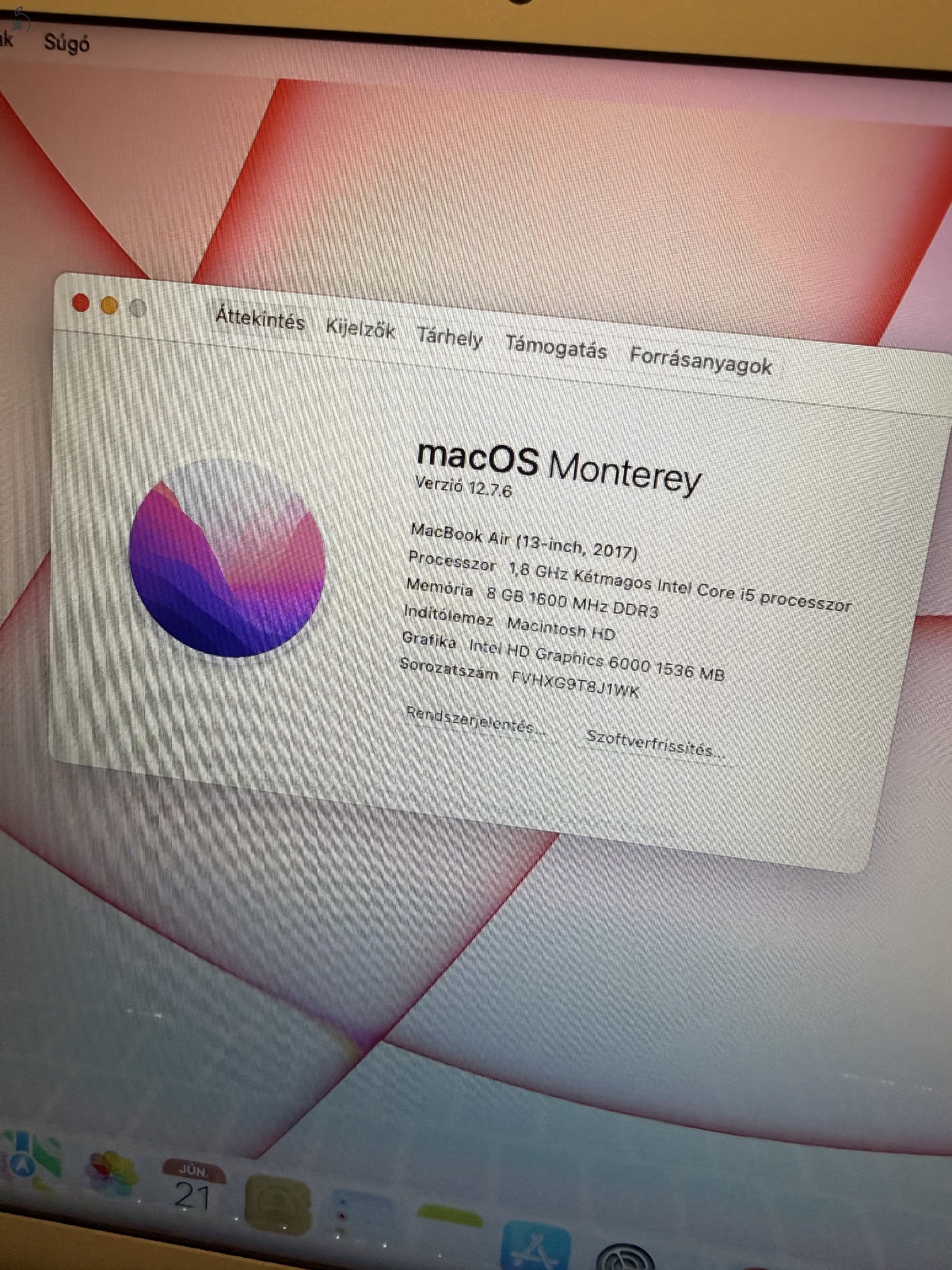 Macbook Air 13col 2017 128gb+tok