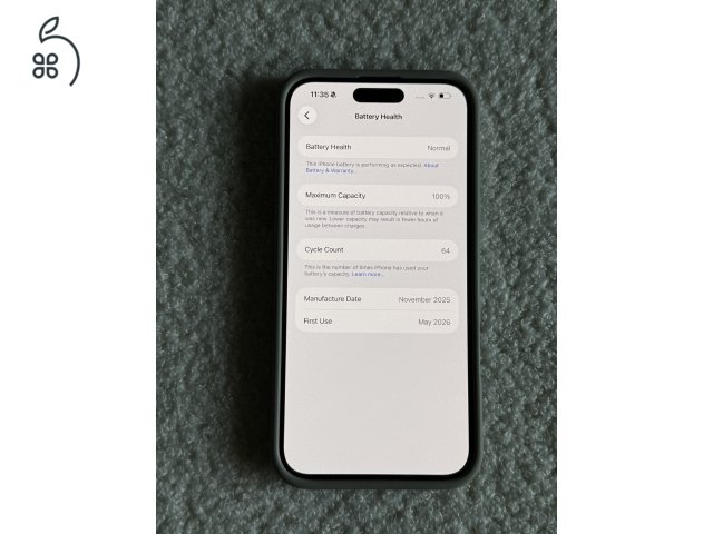 Iphone 16 Plus 128 GB fekete 100%-os akksi
