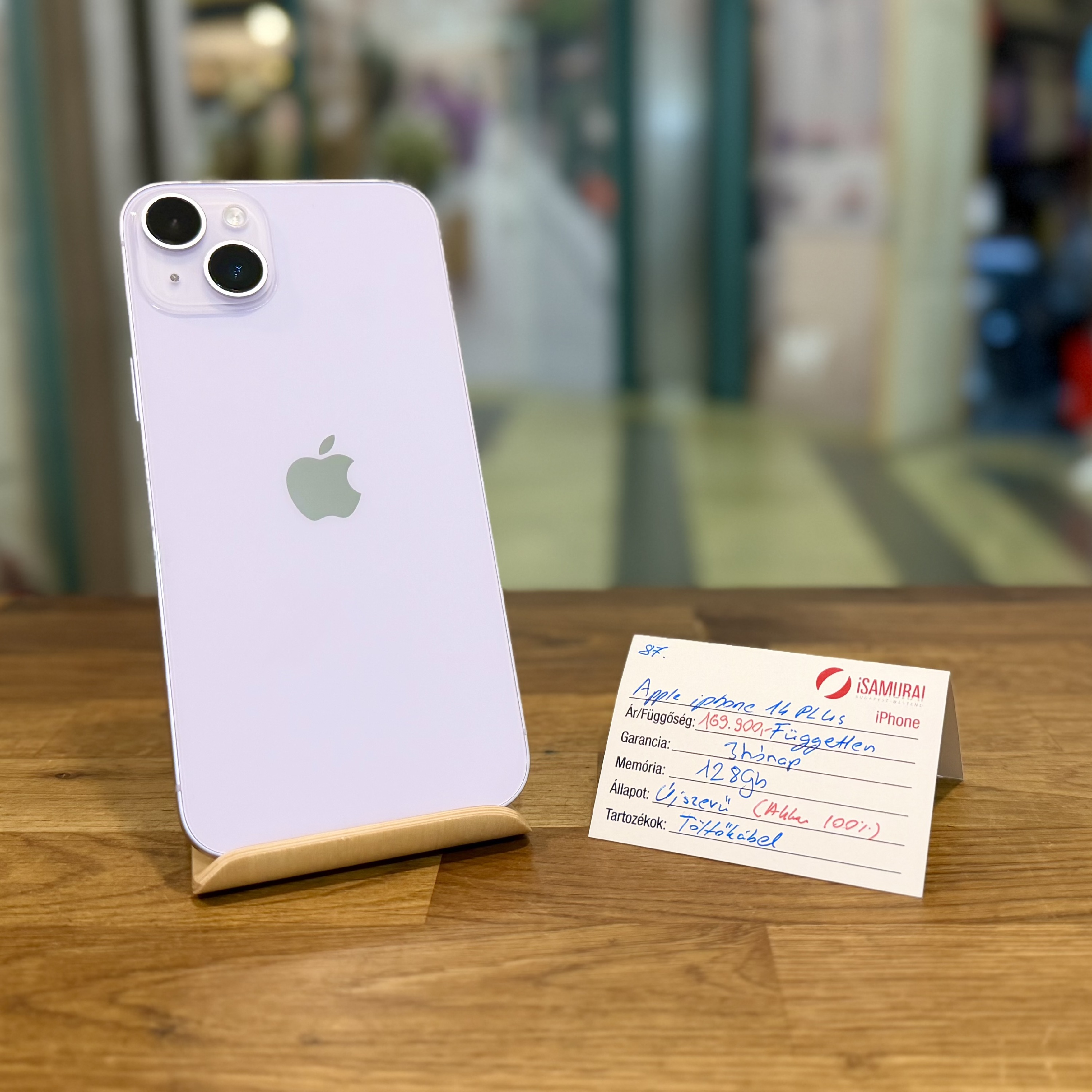 Apple iPhone 14 Plus - 128GB - Lila - 100% akku - Újszerű ( 87.)