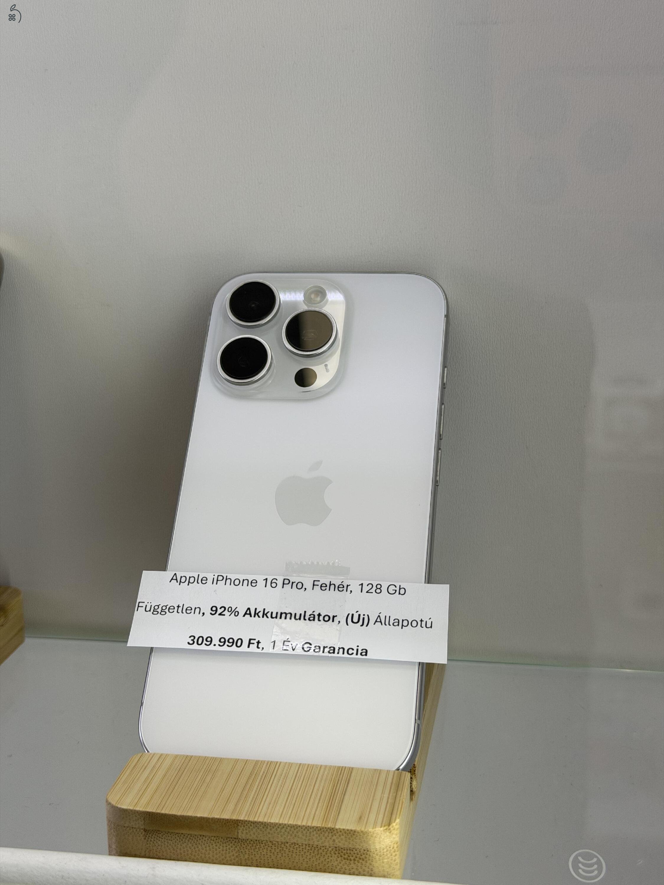 (Akció) Apple iPhone 16 Pro, 128Gb, Kártyafüggetlen, Gyári Állapotú, 1 Év Garancia