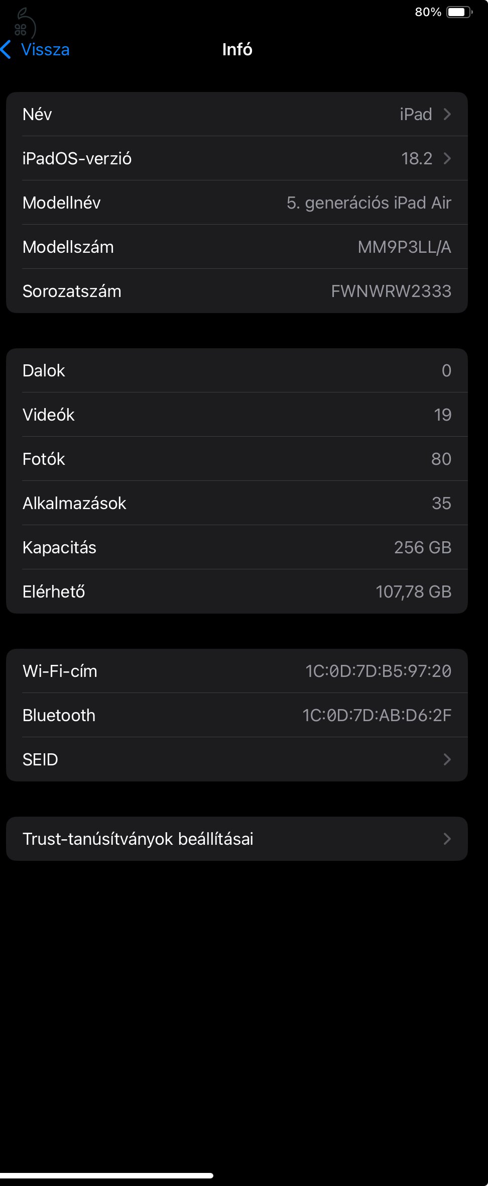 iPad Air 5 (M1) – Ritka 256GB tárhely – Starlight – Karcmentes, dobozában