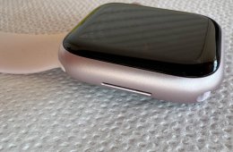 Apple Watch Series 9 GPS, 41 mm-es rózsaszín alumíniumtok + világos rózsaszín körpánt – 4‑es méret