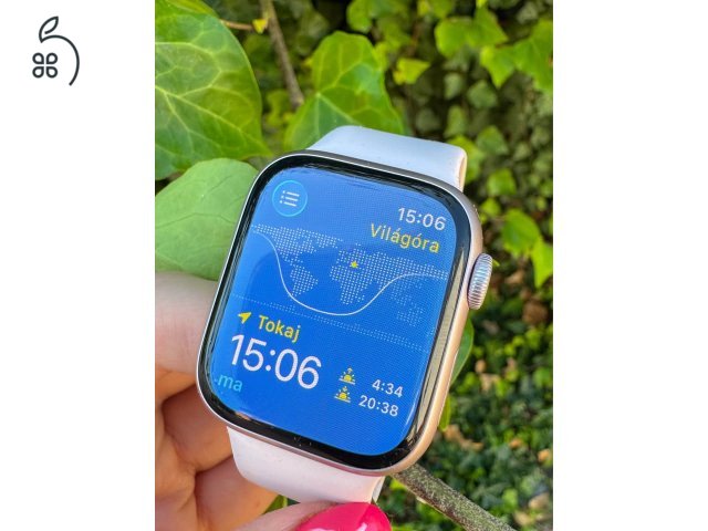 Apple Watch Series 9 GPS, 41 mm-es rózsaszín alumíniumtok + világos rózsaszín körpánt – 4‑es méret